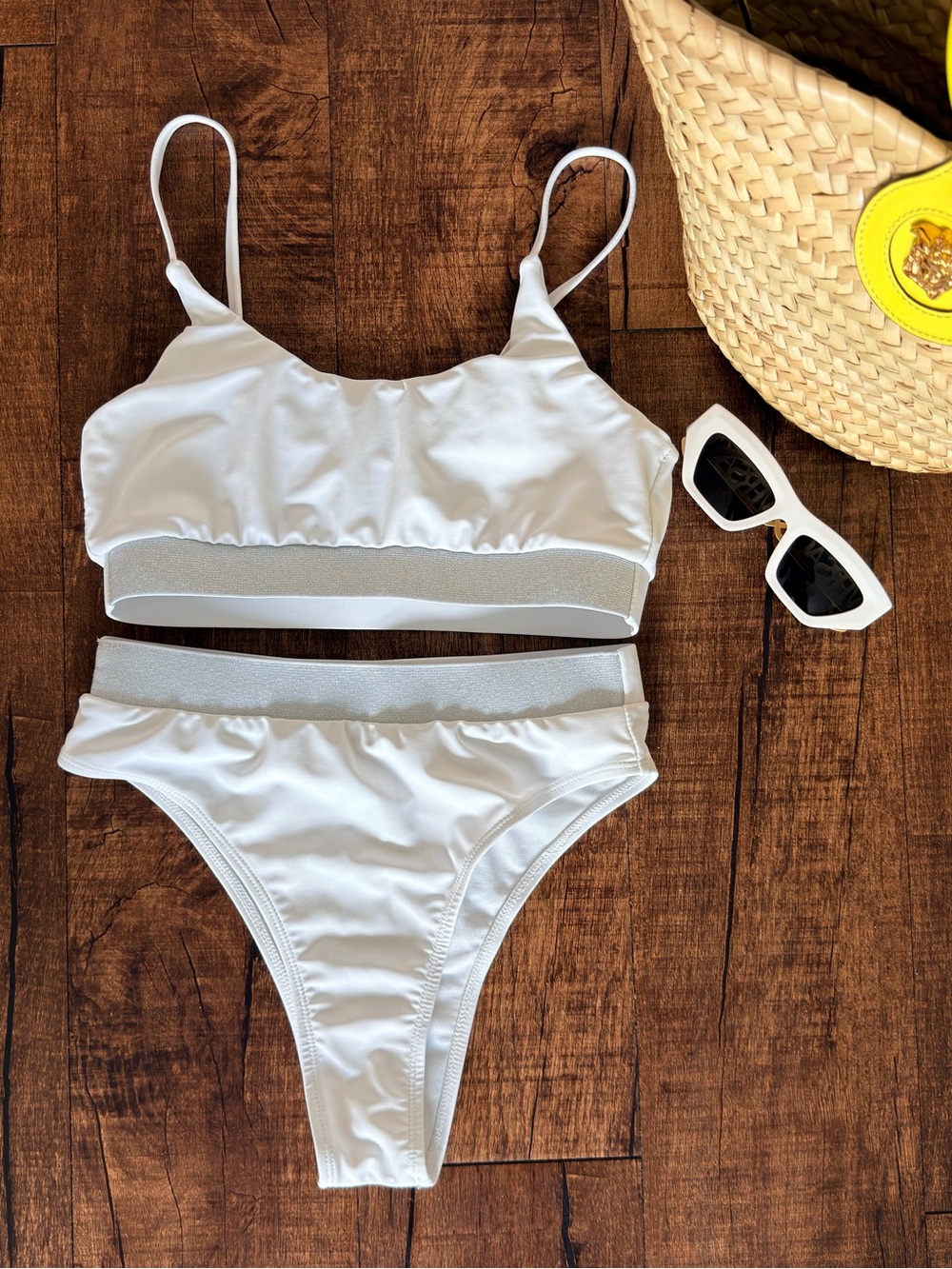 White Women's Two-Piece Bralette & High-Cut Brief Set